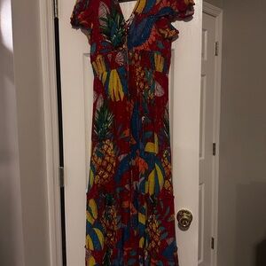 Tropical Red Maxi Dress - New without tags - Size M
